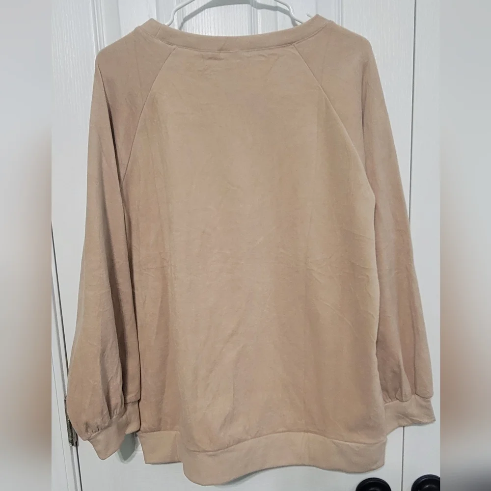 Oversized‎ Large Sweatshirt Fleece Pullover Crewneck New Khaki Tan Soft